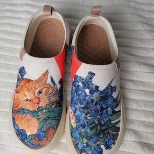 UIN Cat Art Canvas Slip-On Shoes Women’s 5.5 Travel Comfort Walking Sneakers